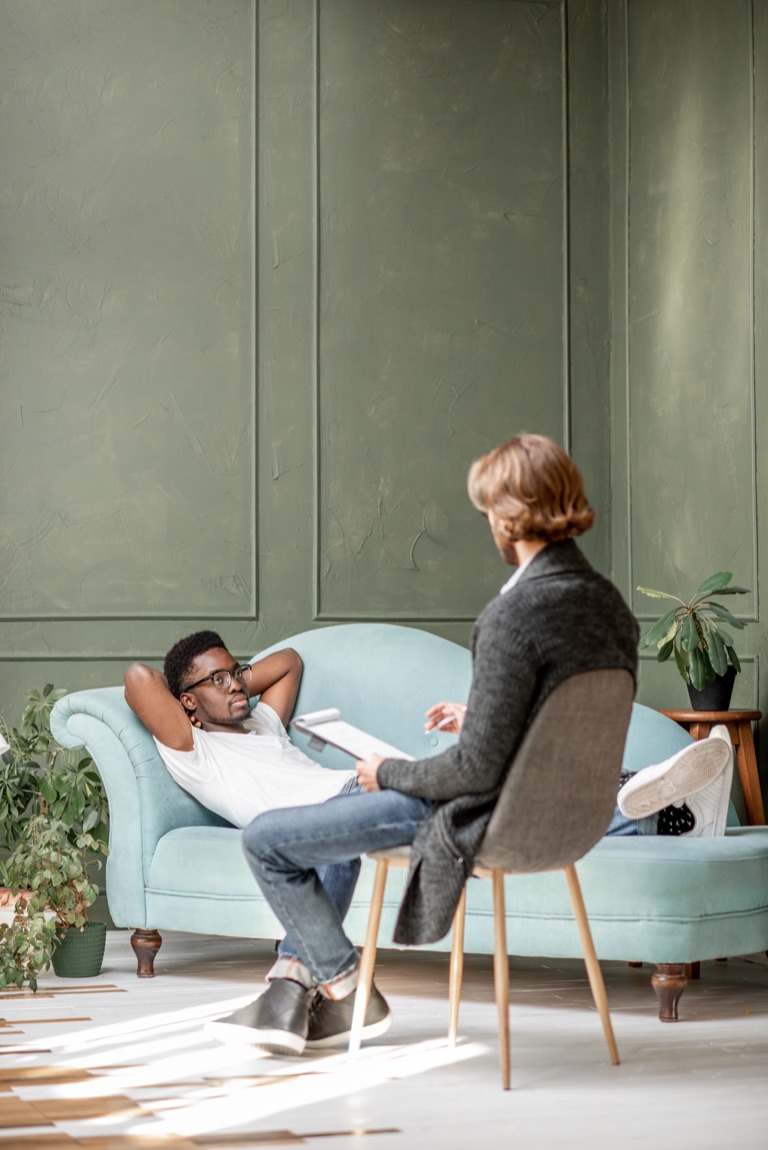 Male client in individual therapy session at ZipHealthy Bentonville